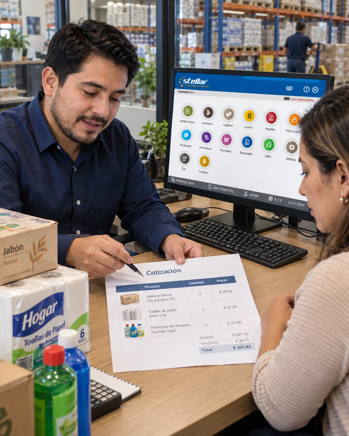 Experiencia de cotizar en venta entre empresas; escena generada