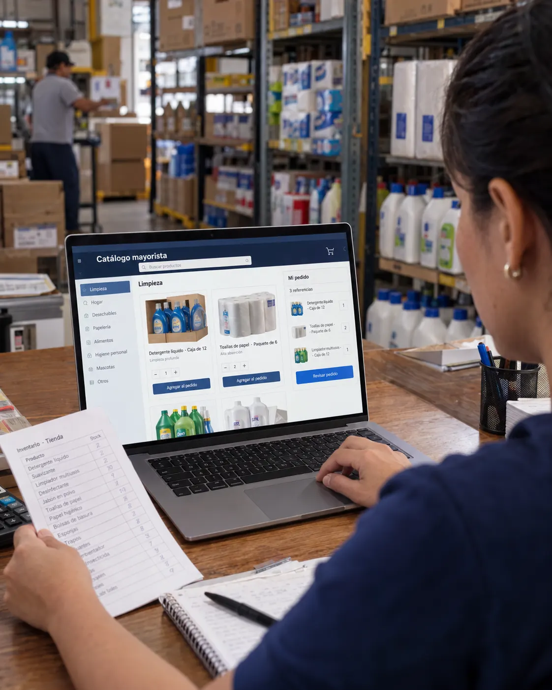 Experiencia de vender b2b en distribución; escena generada para Stellar
